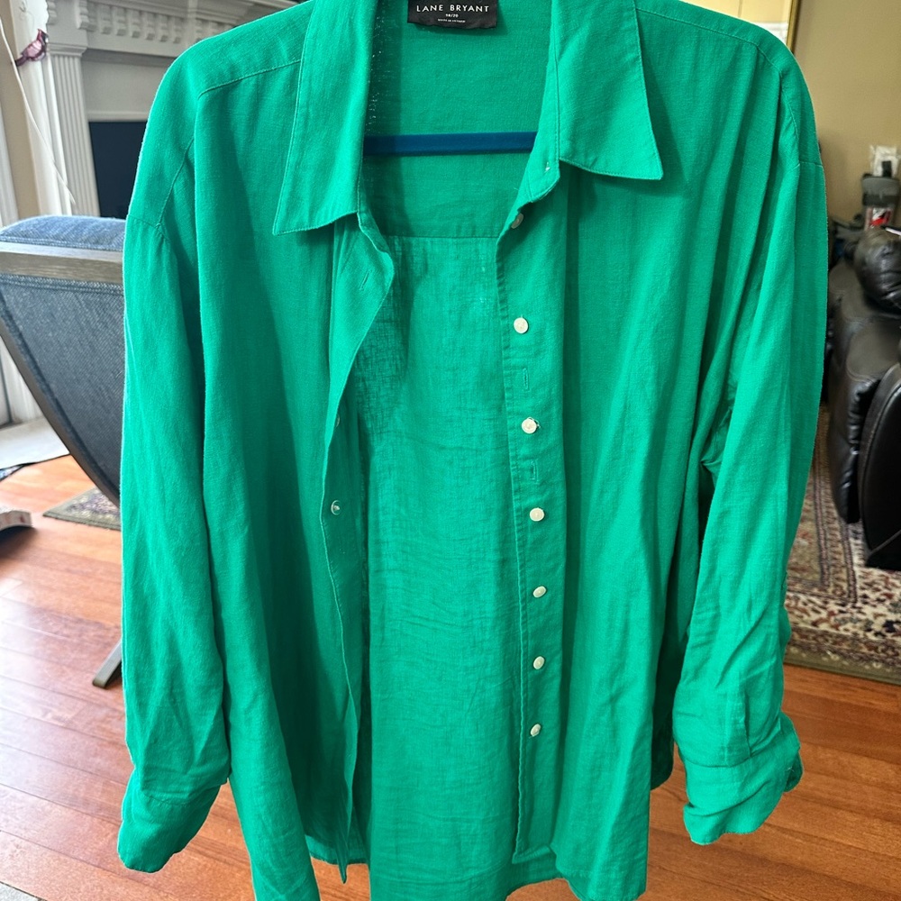 Lane Bryant Green Women's The Boyfriend Shirt